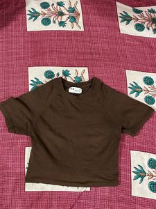Y2k Fitted Brown Crop Top