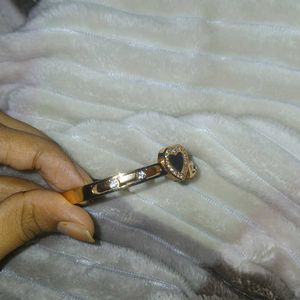 Heart Bangle Bracelet–Rose Gold &amp; Black Enamel