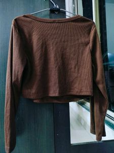 SHEIN Coffee Brown Ribbed Top