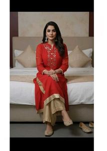 Elegant Red Embroidered Kurta