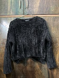 Cozy Velvet Black Sweater