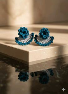 💙 💚 Crochet handmade floral Earrings