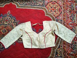 Lace Blouse with Red Piping