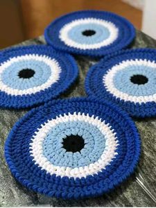 Evil Eye Crochet Coasters (Set of 4)