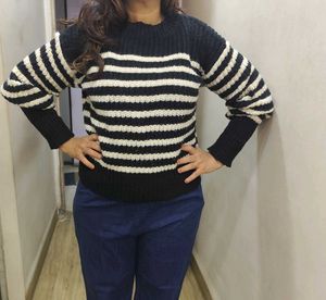 Striped Knit Winter Top - Free Size
