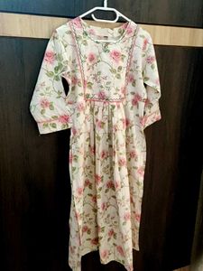 Pink Floral Cotton Kurta