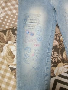 A One Time Used Jeans Top Set