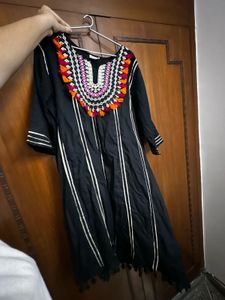 Boho Embroidered Black Kurta Set with Dupatta