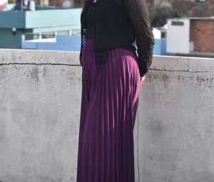 Pleated Purple Maxi Skirt