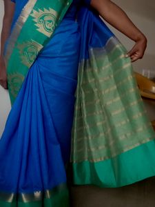 Blue And Green Saree With Blouse