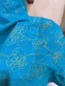 Blue Boat Neck Kurti.