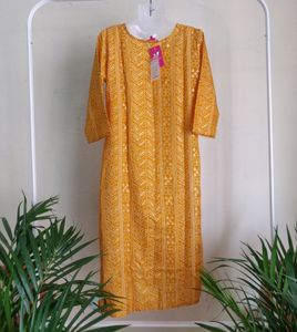 Varanga Mustard Printed Kurta ( Women)