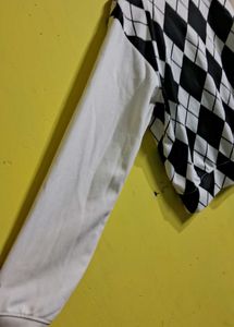 Argyle Pattern Crop Top M SIZE