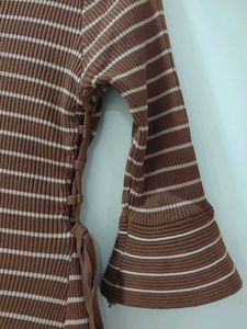 Striped Brown Casual Dress