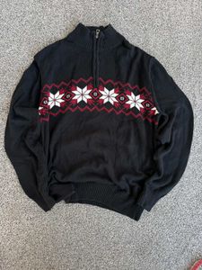 Patterned Zip Sweater