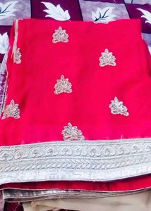 Beautiful Red saree with golden zari work