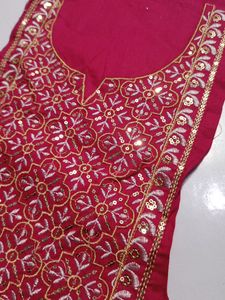 Neck Embroidery Patch Pink White N Golden