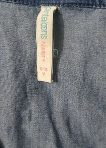 Pantaloons Girls Denim Shirt With Neck Bow