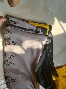 Yellow Grey Contrast Saree