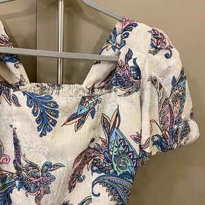 Printed Square Neck Top