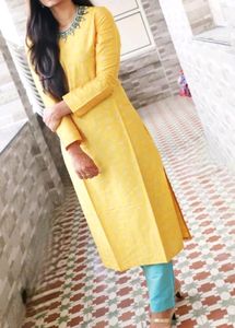 Art Silk Mustard Yellow Kurta