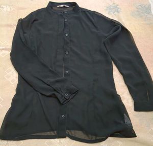Sheer Black Long Sleeve Shirt