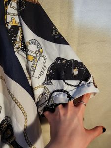 Unique Scarf-Accented Black Dress in small size