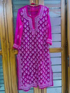 Pink Embroidered Kurta