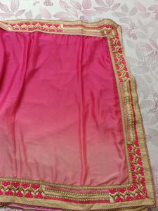 pink and cream saree