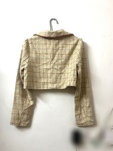 Checkered Cropped Blazer Jacket