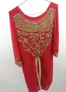 Red &amp; Golden Plazzao Dress