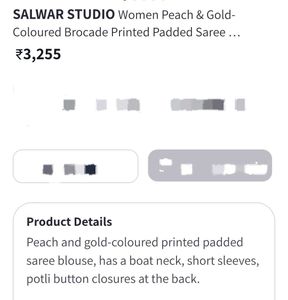 Salwar Studio Peach Readymade Padded Blouse
