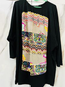 Black Top With Patchwork Design