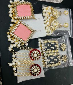 4 Pair Earrings Combo Fabric Hand Made Earring