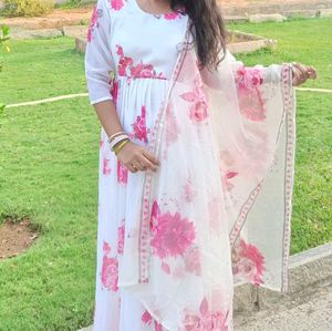 White Gown With Dupatta