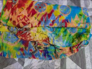 Colorful Tie-Dye Beaded Scarf