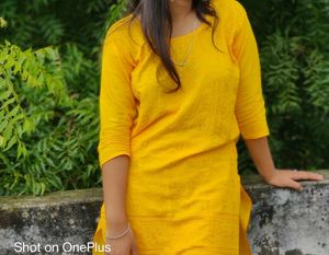 Yellow Kurta With Sequence Work