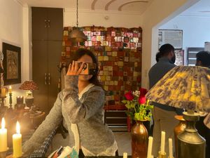 Gray Cardigan with Lace Trim