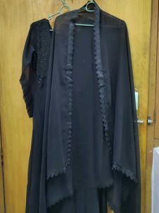 Elegant Black flared anarkali gown and dupatta set