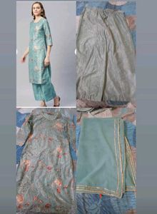 Rangriti Floral Print Teal Palazzo Suit