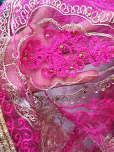 Pink &amp; Gold Embroidered Lehenga Skirt