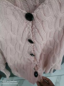 Pink Buttoned Ponchu