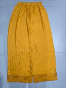 Mustard Embroidered Cotton Pants