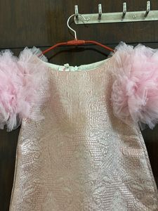 Pink Tulle Sleeve Dress
