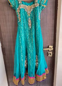 Green Embroidered Dress With Paijama &amp; Duptta