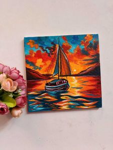 Mini Sunset Sailboat Artwork Painting