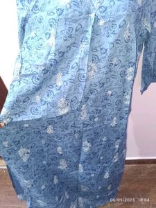 Xl Cotton Blue Floral Print Dress