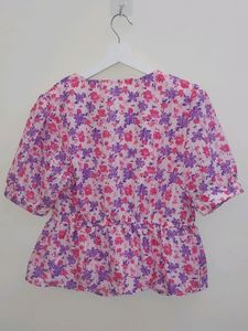 Pink Floural Peplum Top
