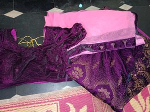 Purple Velvet Embroidered Skirt