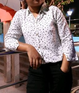 Dot Print White Shirt